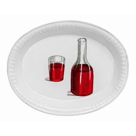 Red Wine Decanter and glass soup plate