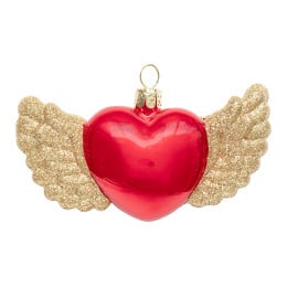 Red Opal Heart with Gold Wings