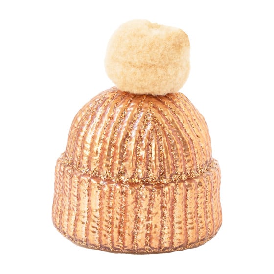 Chapeau Opale Marron Poudré avec Pompon