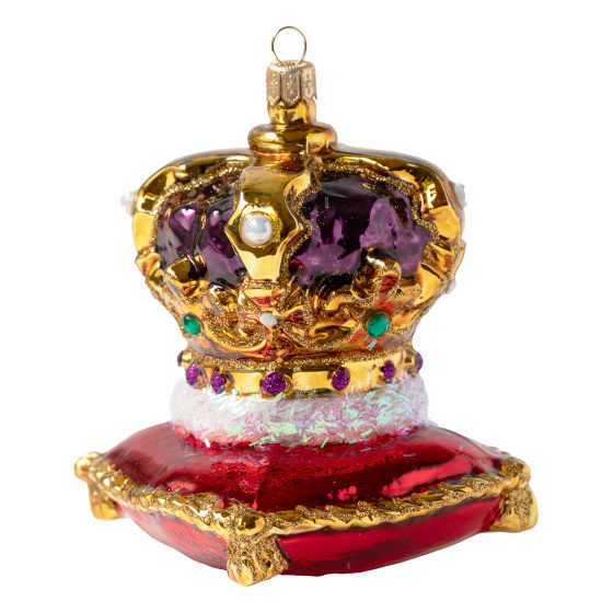 Crown on the Pillow with Purple Gemstones