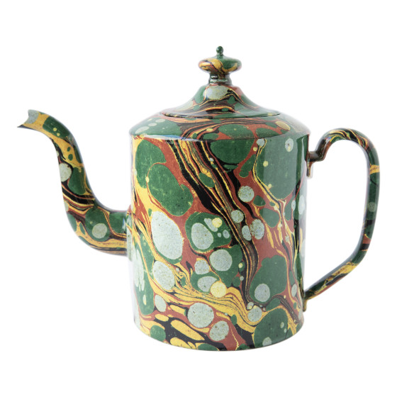 Large Marbre Teapot - Green, Yellow and Red