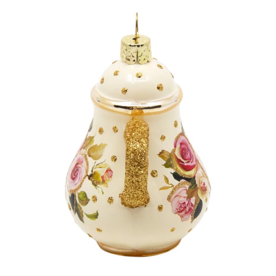 White tea pot with flower print