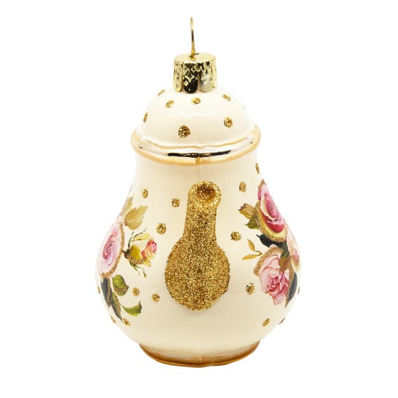 White tea pot with flower print