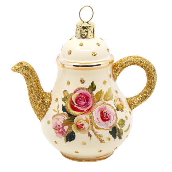 White tea pot with flower print