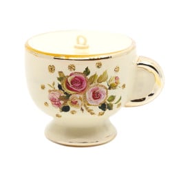 White tea cup with flower print